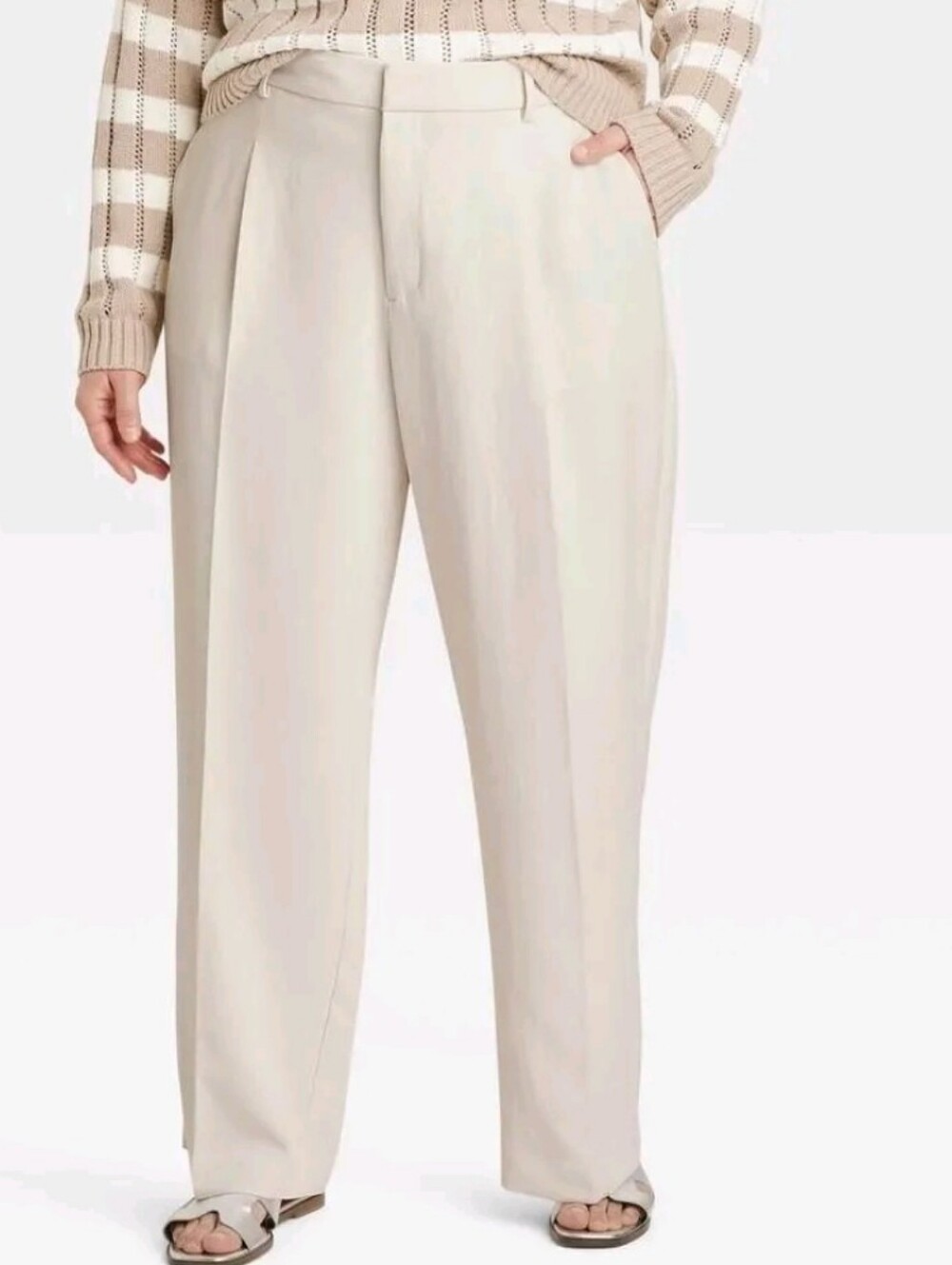 Women's High-Rise Pants - Cream - A New Day - 17